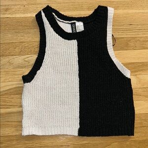 Black and White Knit Crop Top